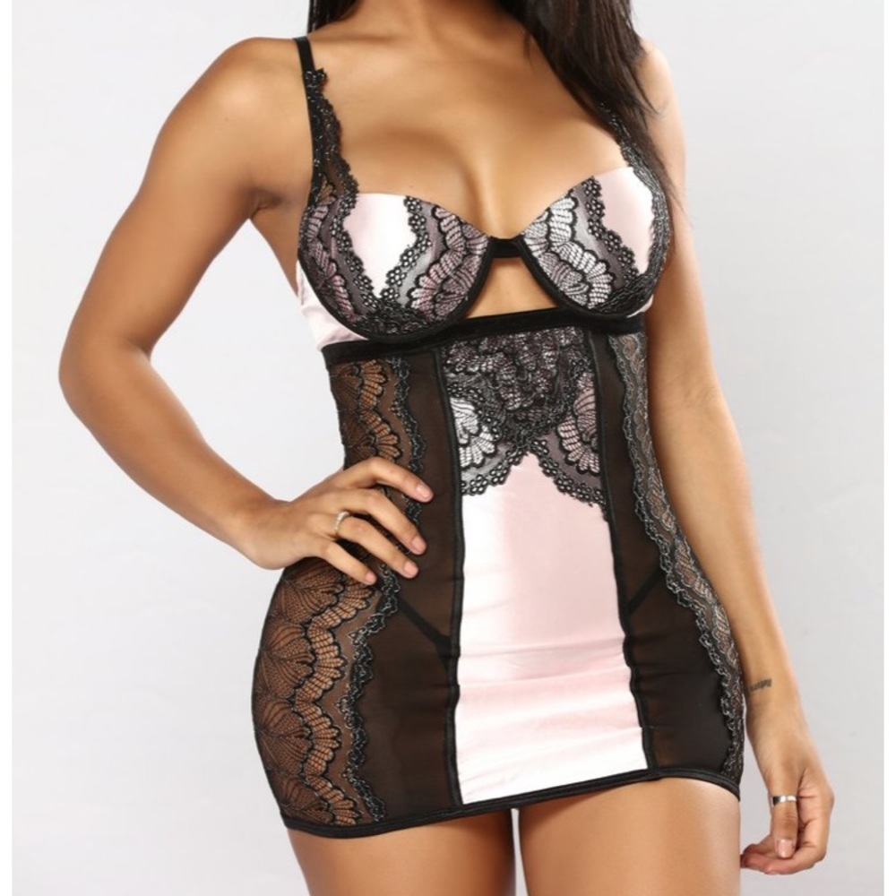 Lace and satin two piece slip